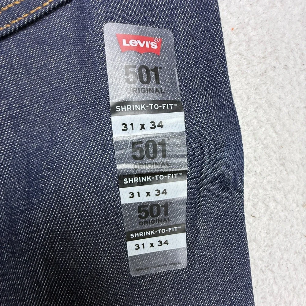 Levis 501 Original Shrink-To-Fit Jeans Mens 31x34 Rigid Indigo Blue 00501-0000